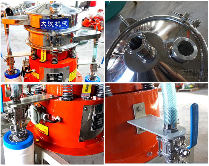 氣體保護(hù)振動篩結(jié)構(gòu)分出料口，進(jìn)料口，排氣管等