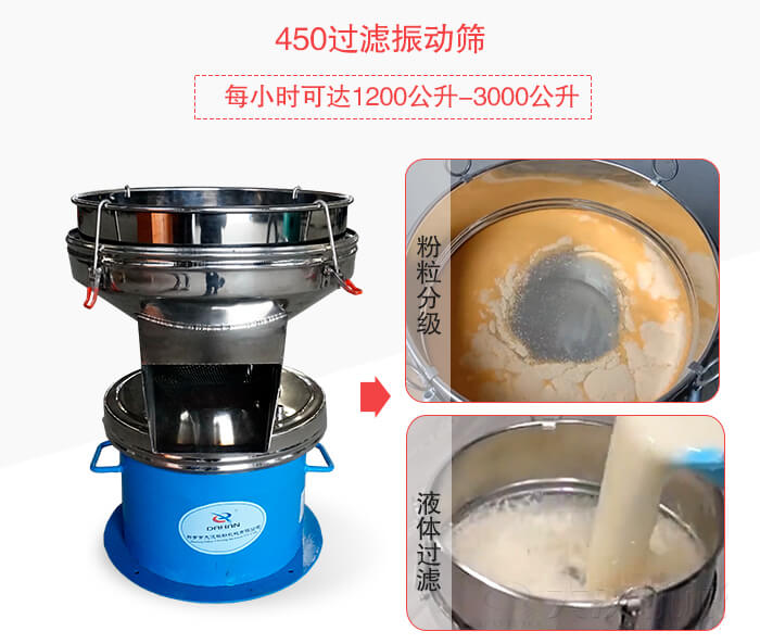 450過(guò)濾振動(dòng)篩粉狀，液體物料篩分過(guò)濾展示圖